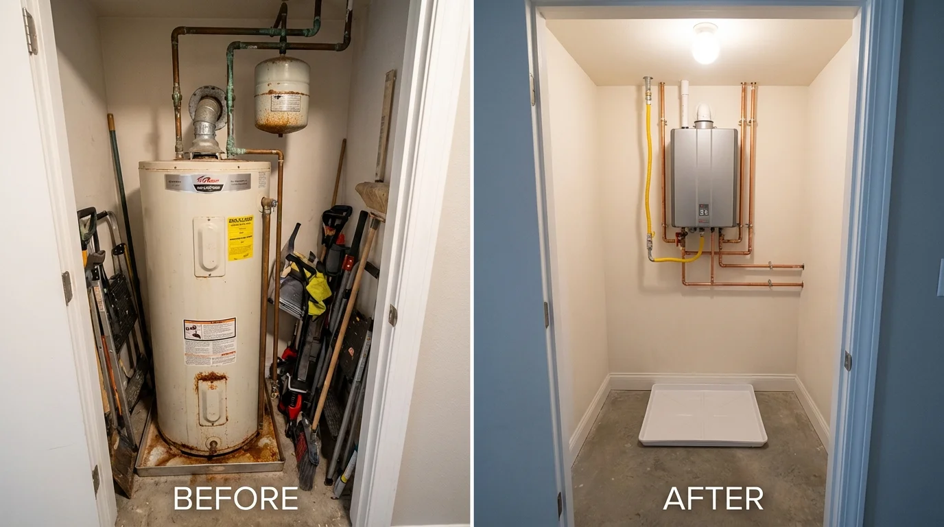 Tank water heater versus wall-mounted tankless unit comparison for Spring Lake, MI homeowners